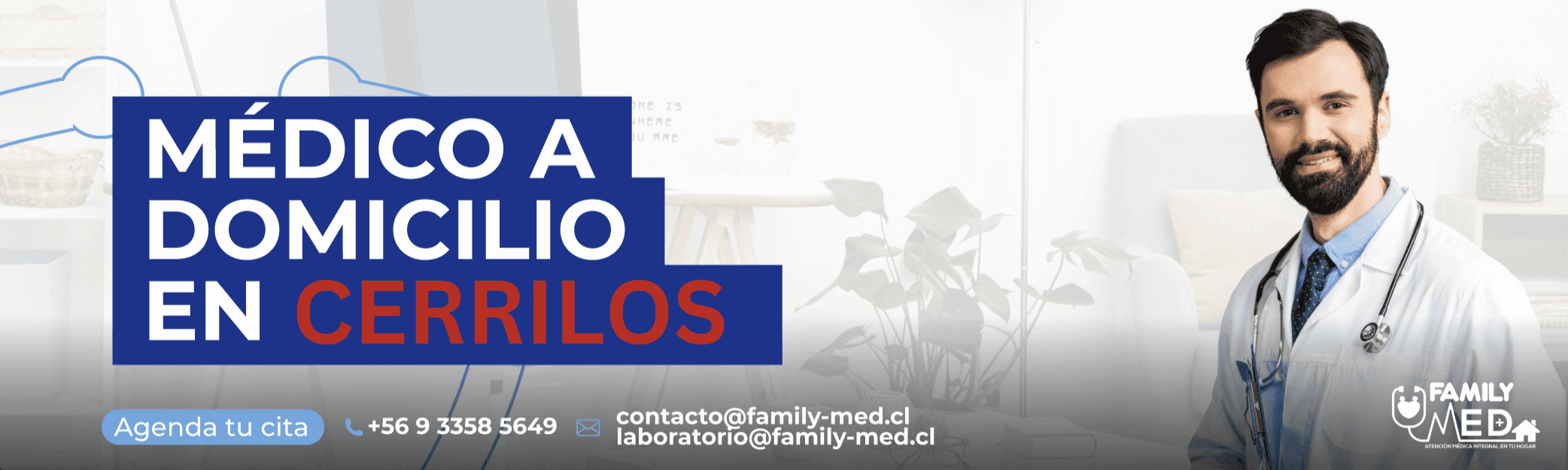 Banner de servicio medico a domicilio en la comuna de Cerrillos
